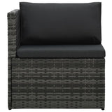 5 Piece Garden Lounge Set with Cushions Poly Rattan Grey - Close-Up Angle