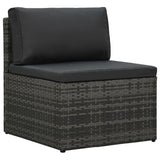 5 Piece Garden Lounge Set with Cushions Poly Rattan Grey - Low Angle