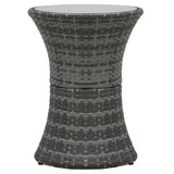 3 Piece Bistro Set with Cushions Poly Rattan Grey - Top-Down View