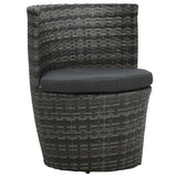 3 Piece Bistro Set with Cushions Poly Rattan Grey - Rear View
