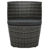 3 Piece Bistro Set with Cushions Poly Rattan Grey