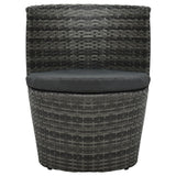 3 Piece Bistro Set with Cushions Poly Rattan Grey - Close-Up Angle