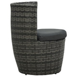 3 Piece Bistro Set with Cushions Poly Rattan Grey - Low Angle