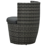 3 Piece Bistro Set with Cushions Poly Rattan Grey - Extra Image