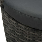 3 Piece Bistro Set with Cushions Poly Rattan Grey - Extra Image