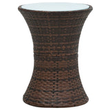 Garden Side Table Drum Shape Brown Poly Rattan - Front View