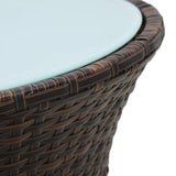 Garden Side Table Drum Shape Brown Poly Rattan - Side View