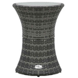 Garden Side Table Drum Shape Grey Poly Rattan