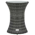 Garden Side Table Drum Shape Grey Poly Rattan