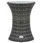 Garden Side Table Drum Shape Grey Poly Rattan