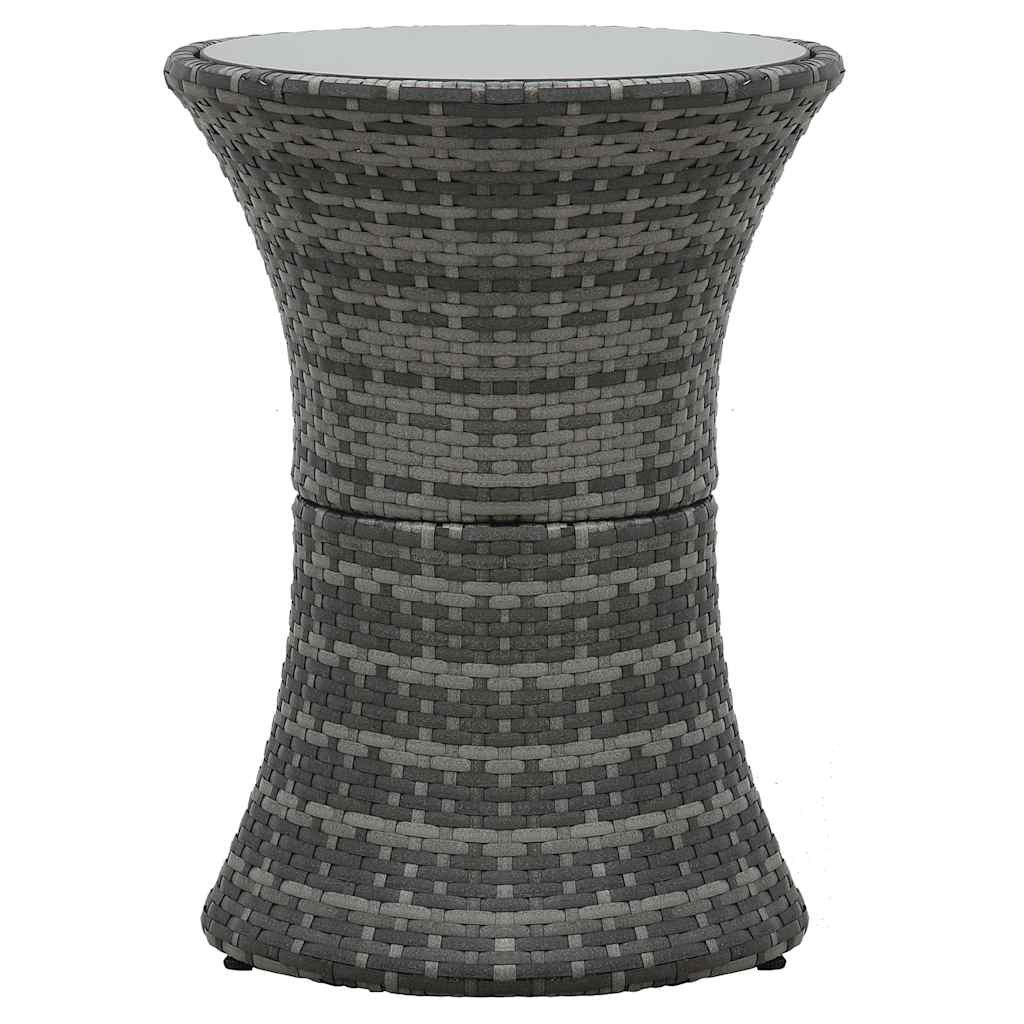 Garden Side Table Drum Shape Grey Poly Rattan