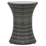 Garden Side Table Drum Shape Grey Poly Rattan