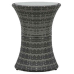 Garden Side Table Drum Shape Grey Poly Rattan