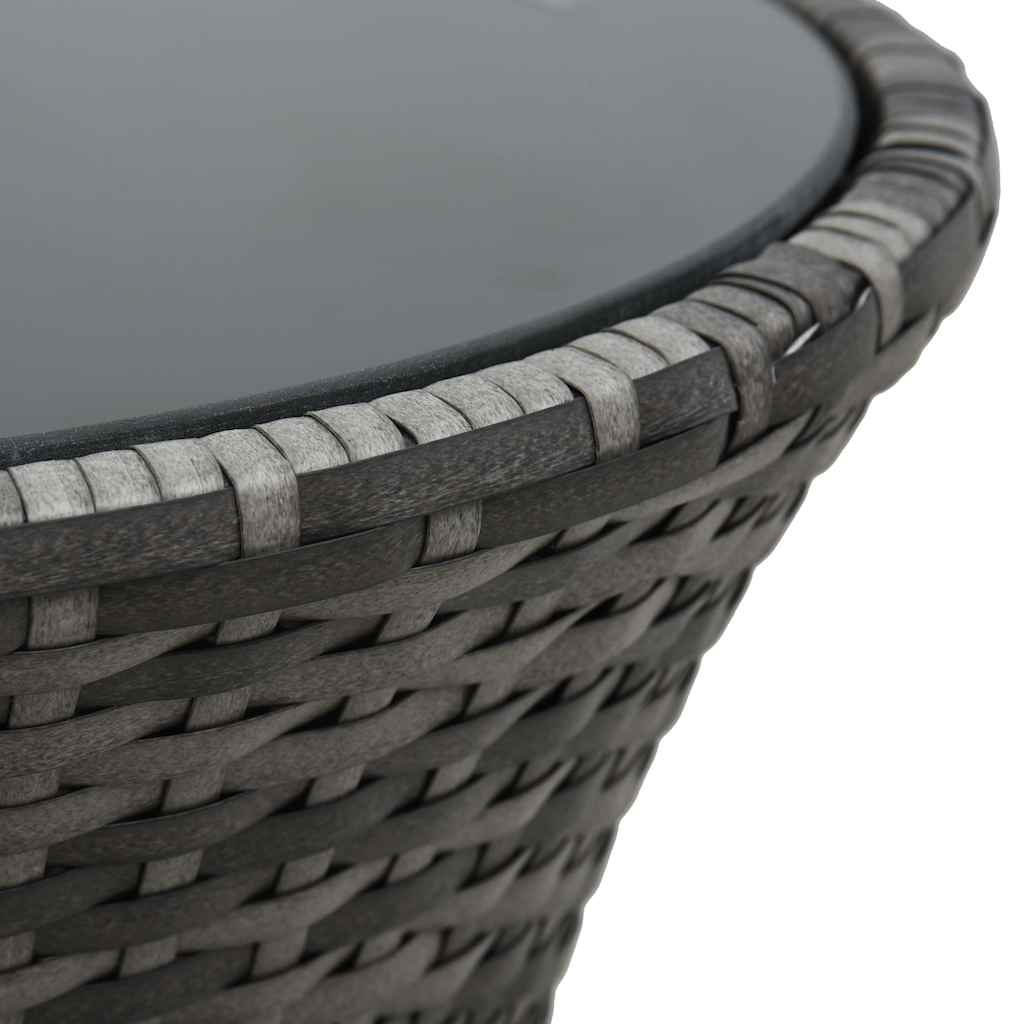 Garden Side Table Drum Shape Grey Poly Rattan