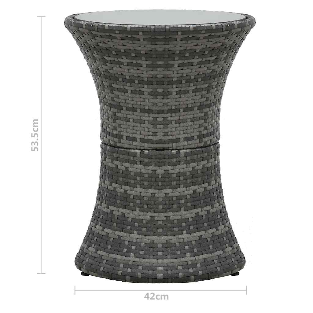 Garden Side Table Drum Shape Grey Poly Rattan