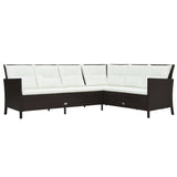 3 Piece Garden Lounge Set with Cushions Poly Rattan Brown - Front View