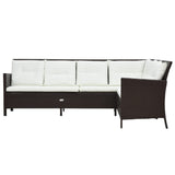 3 Piece Garden Lounge Set with Cushions Poly Rattan Brown - Side View