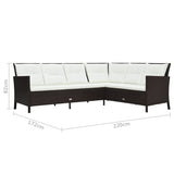 3 Piece Garden Lounge Set with Cushions Poly Rattan Brown - Extra Image