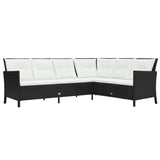 3 Piece Garden Lounge Set with Cushions Poly Rattan Black - Front View