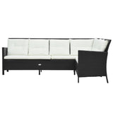 3 Piece Garden Lounge Set with Cushions Poly Rattan Black - Side View