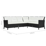 3 Piece Garden Lounge Set with Cushions Poly Rattan Black - Extra Image