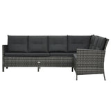 3 Piece Garden Lounge Set with Cushions Poly Rattan Grey - Front View