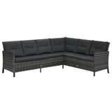 3 Piece Garden Lounge Set with Cushions Poly Rattan Grey - Side View