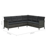 3 Piece Garden Lounge Set with Cushions Poly Rattan Grey - Extra Image