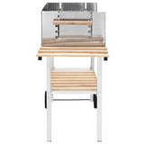 XXL Trolley Charcoal BBQ Grill Stainless Steel with 2 Shelves - Side View