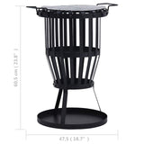 Garden Fire Pit Basket with BBQ Grill Steel 47.5 cm - Extra Image