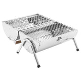 Portable Tabletop Charcoal BBQ Grill Stainless Steel Double Grids - Side View