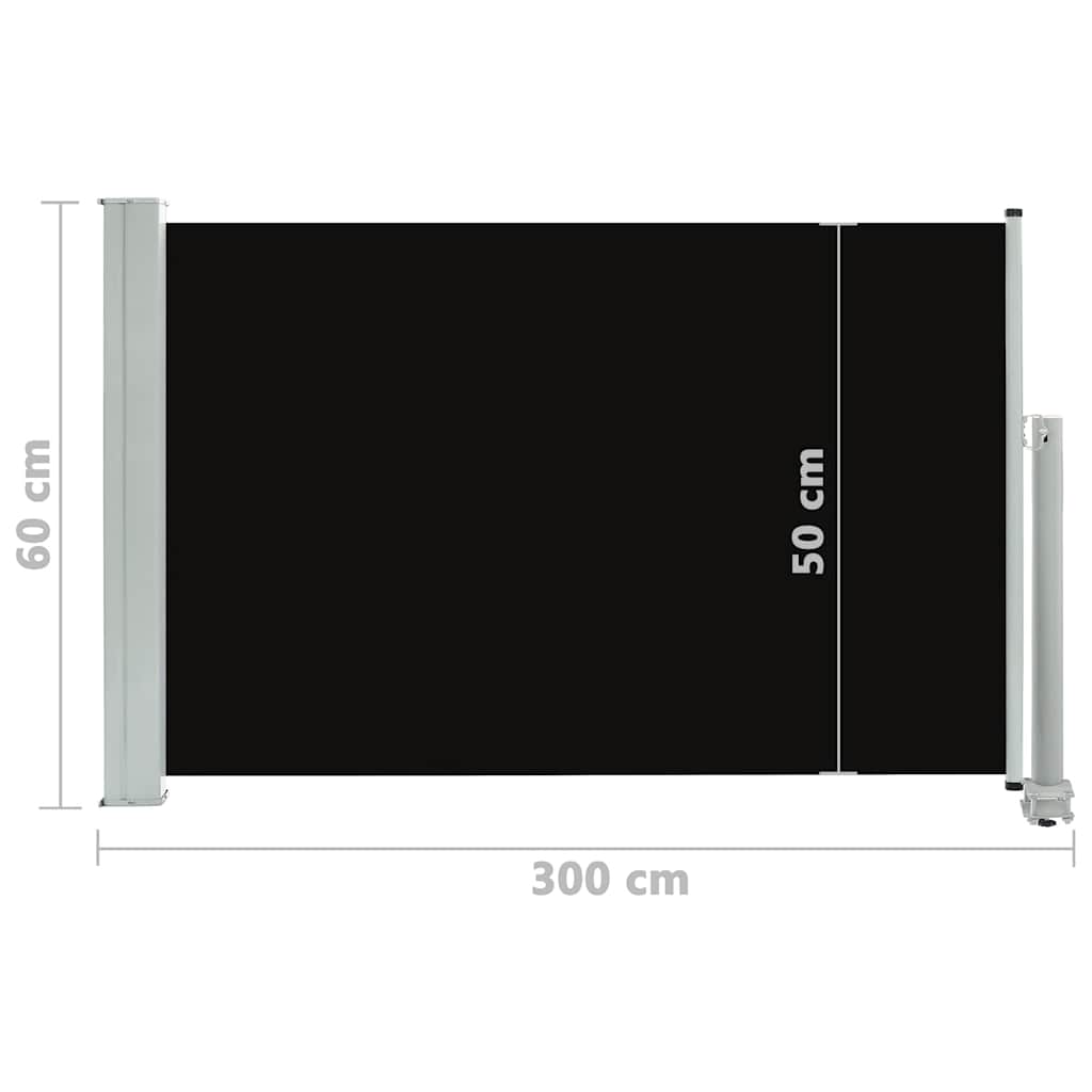 Patio Retractable Side Awning 60x300 cm Black