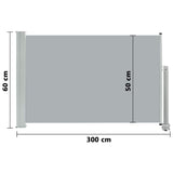 Patio Retractable Side Awning 60x300 cm Grey - Extra Image