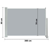Patio Retractable Side Awning 80x300 cm Grey - Extra Image