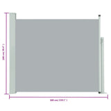 Patio Retractable Side Awning 100x300 cm Grey - Low Angle