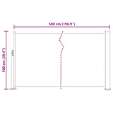 Patio Retractable Side Awning 100x500 cm Black