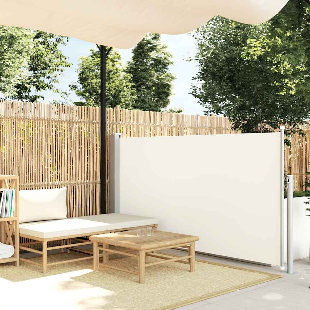 Patio Retractable Side Awning 100x500 cm Cream