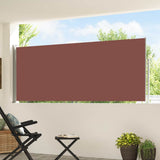 Patio Retractable Side Awning 120x500 cm Brown - Side View