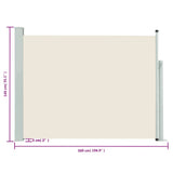 Patio Retractable Side Awning 140x500 cm Cream