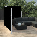 Patio Retractable Double Side Awning 170x600 cm Black - Side View