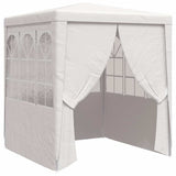 Professional Party Tent with Side Walls 2x2 m White 90 g/m² - Front View