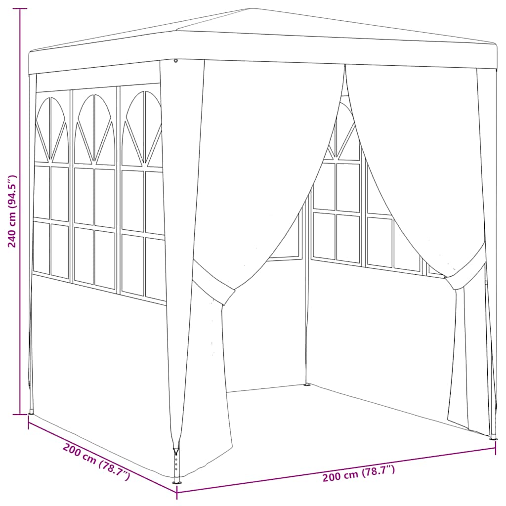 Professional Party Tent with Side Walls 2x2 m White 90 g/m?