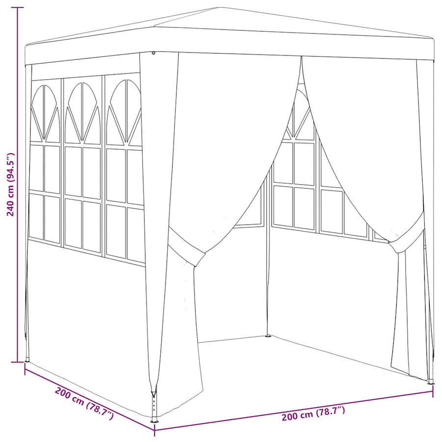 Professional Party Tent with Side Walls 2x2 m Blue 90 g/m?