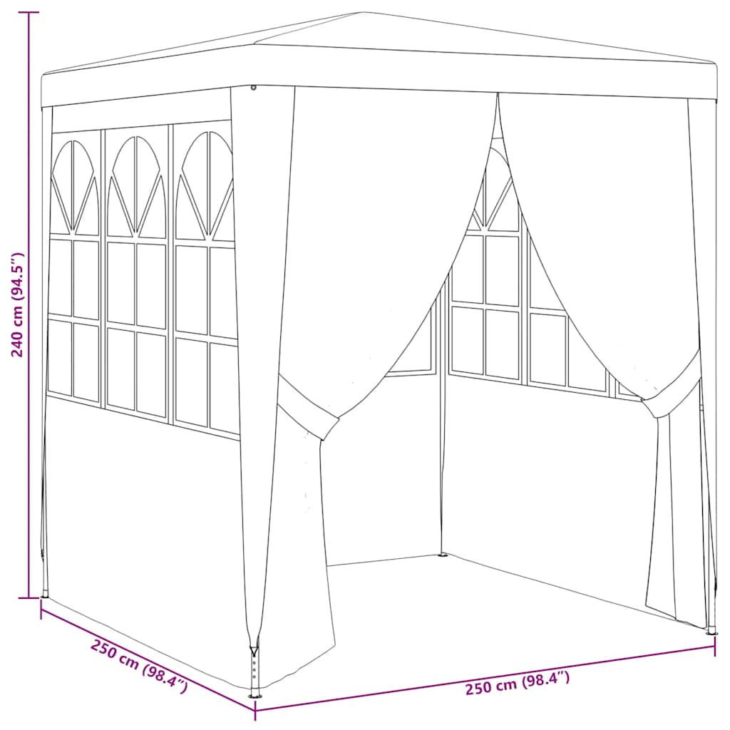 Professional Party Tent with Side Walls 2.5x2.5 m Blue 90 g/m?