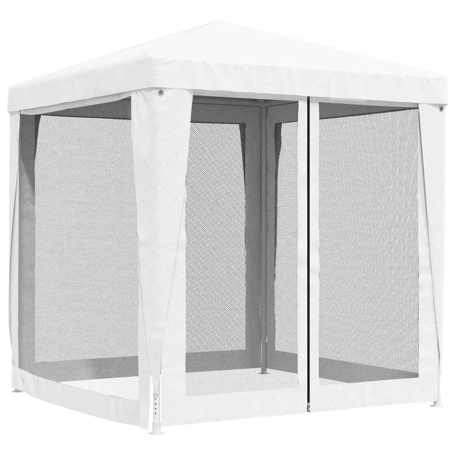Party Tent with 4 Mesh Sidewalls 2x2 m White