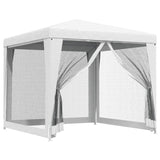 Party Tent with 4 Mesh Sidewalls 2.5x2.5 m White - Front View