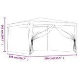 Party Tent with 4 Mesh Sidewalls 4x4 m White