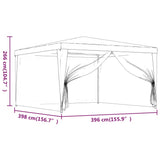 Party Tent with 4 Mesh Sidewalls 4x4 m White - Extra Image