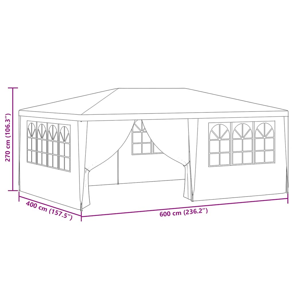 Professional Party Tent with Side Walls 4x6 m Blue 90 g/m?