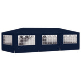 Professional Party Tent with Side Walls 4x9 m Blue 90 g/m² - Rear View